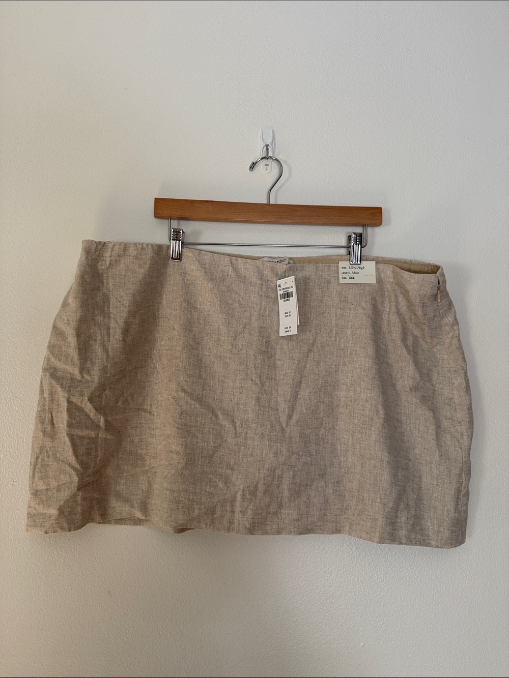 Abercrombie & Fitch Beige Linen-Blend Mini skort